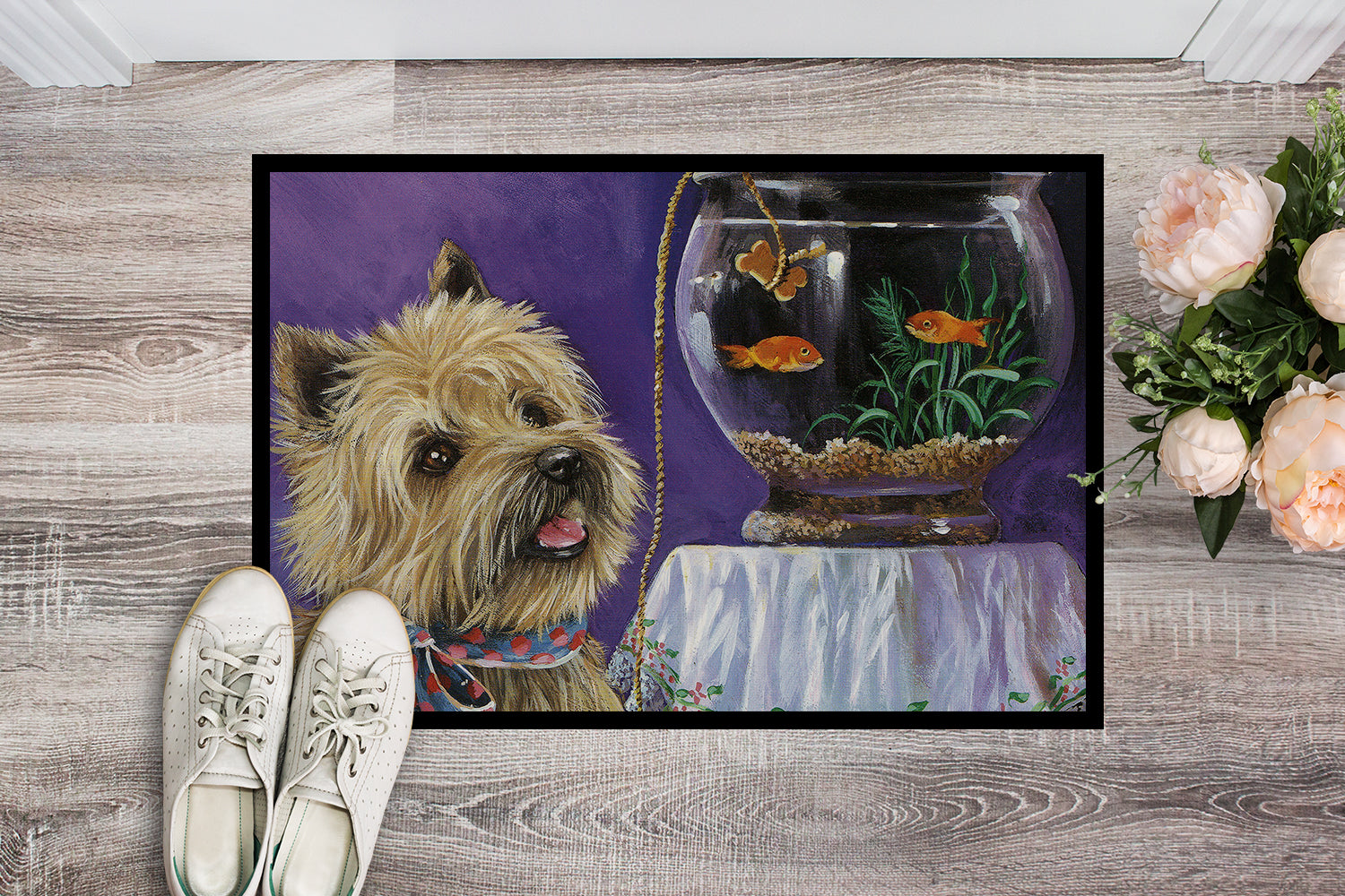Cairn Terrier Gone Fishing Indoor or Outdoor Mat 18x27 PPP3252MAT - the-store.com