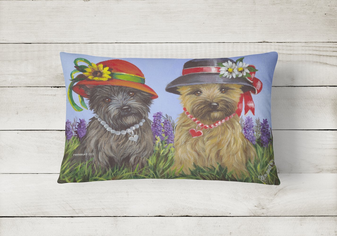 Buy this Cairn Terrier Sisters Canvas Fabric Decorative Pillow PPP3254PW1216