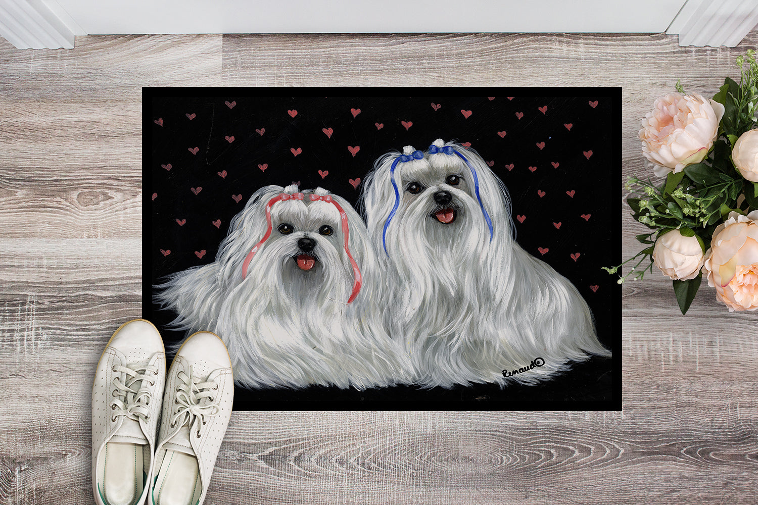 Maltese Sweethearts Indoor or Outdoor Mat 18x27 PPP3263MAT - the-store.com