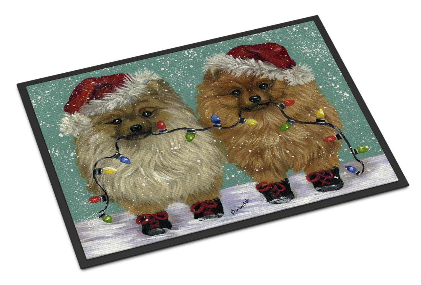 Pomeranian Christmas Lighten Up Indoor or Outdoor Mat 24x36 PPP3267JMAT by Caroline's Treasures