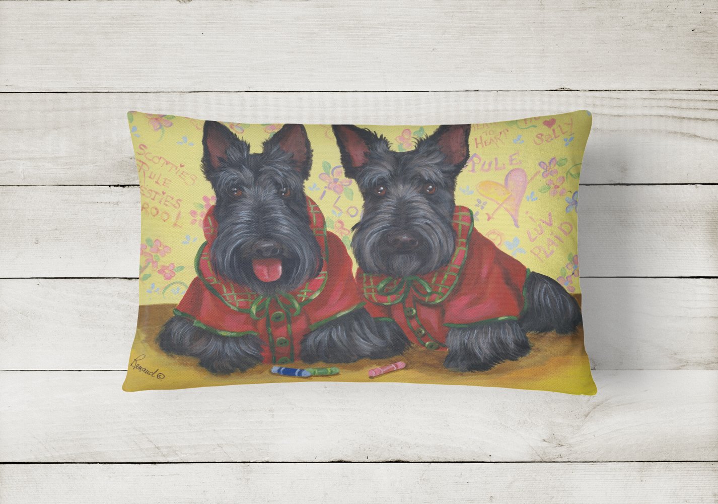 Buy this Scottish Terrier Scotties Rule Canvas Fabric Decorative Pillow PPP3271PW1216