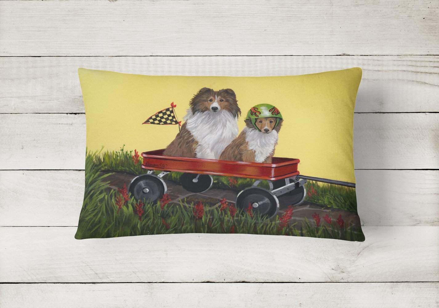 Buy this Sheltie Sheepdog Express Canvas Fabric Decorative Pillow PPP3272PW1216