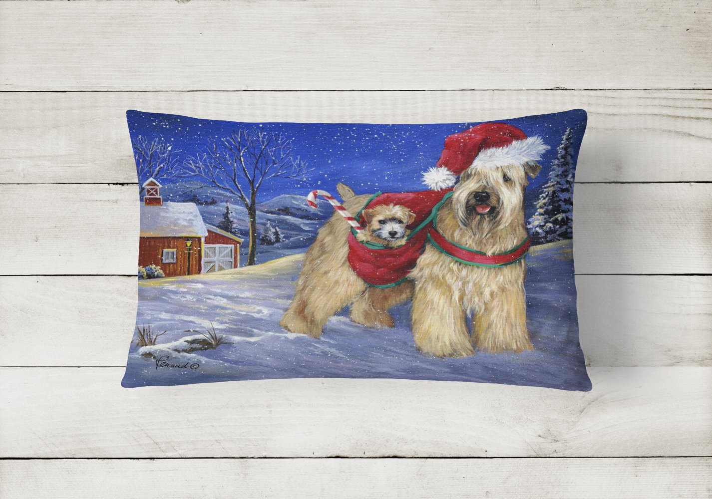 Buy this Wheaten Terrier Christmas Canvas Fabric Decorative Pillow PPP3275PW1216