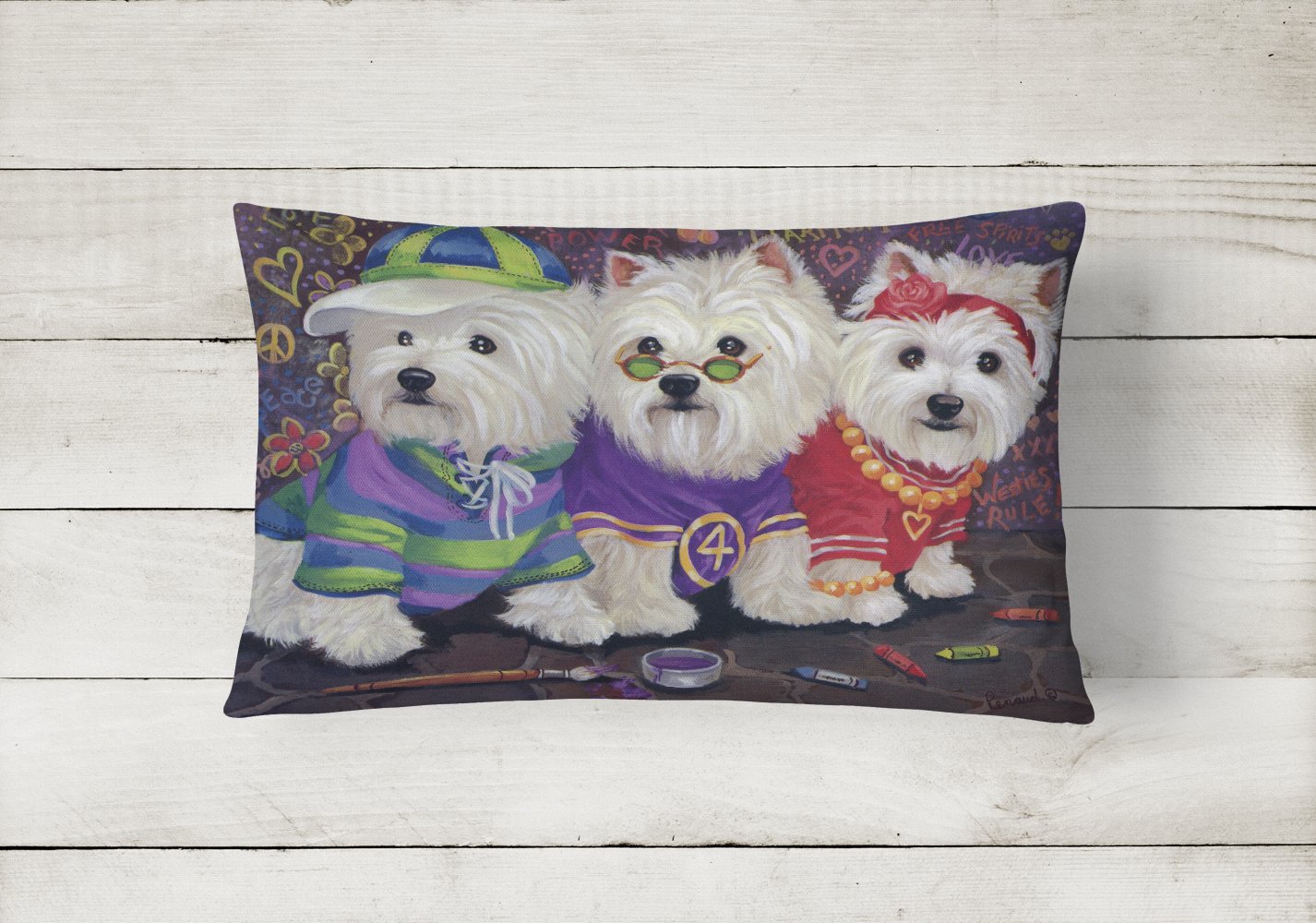 Buy this Westie Free Spirits Canvas Fabric Decorative Pillow PPP3280PW1216