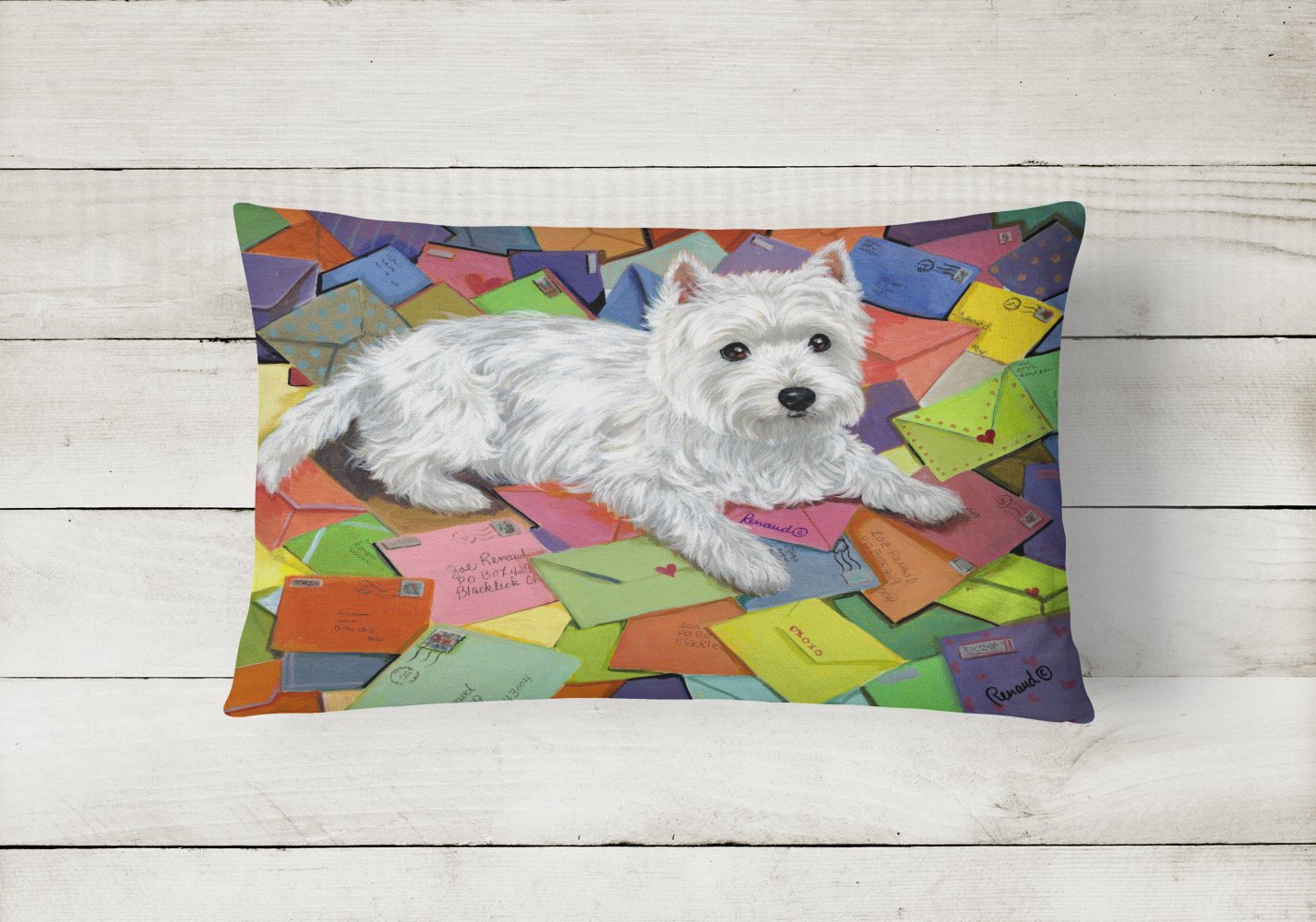 Buy this Westie Zoe's Mail Canvas Fabric Decorative Pillow PPP3289PW1216