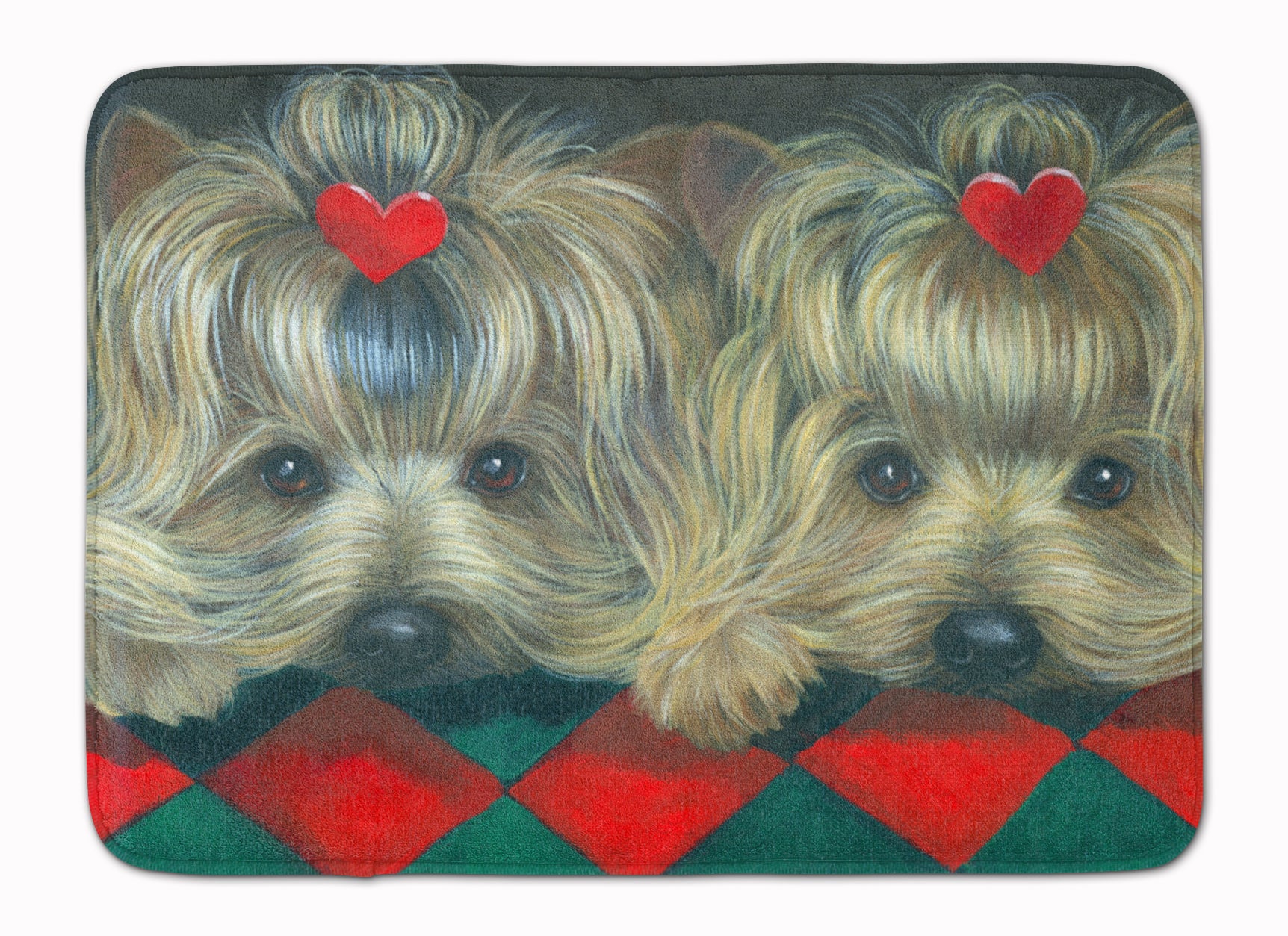 Yorkshire Terrier Yorkie 2 Hearts Machine Washable Memory Foam Mat PPP3290RUG - the-store.com