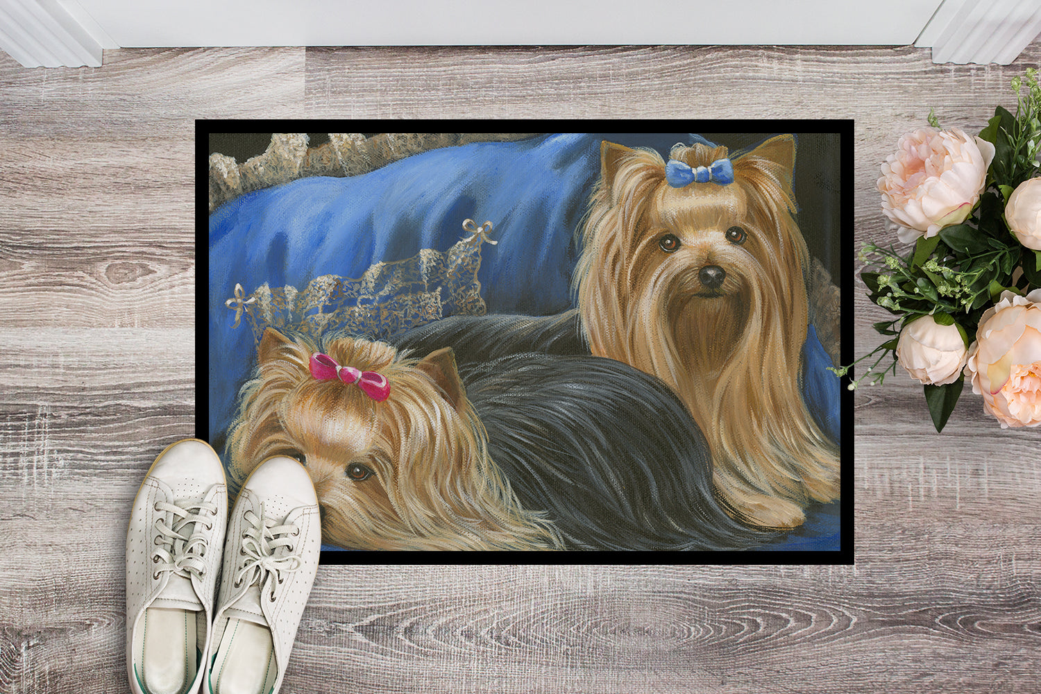Yorkshire Terrier Yorkie Satin and Lace Indoor or Outdoor Mat 18x27 PPP3293MAT - the-store.com