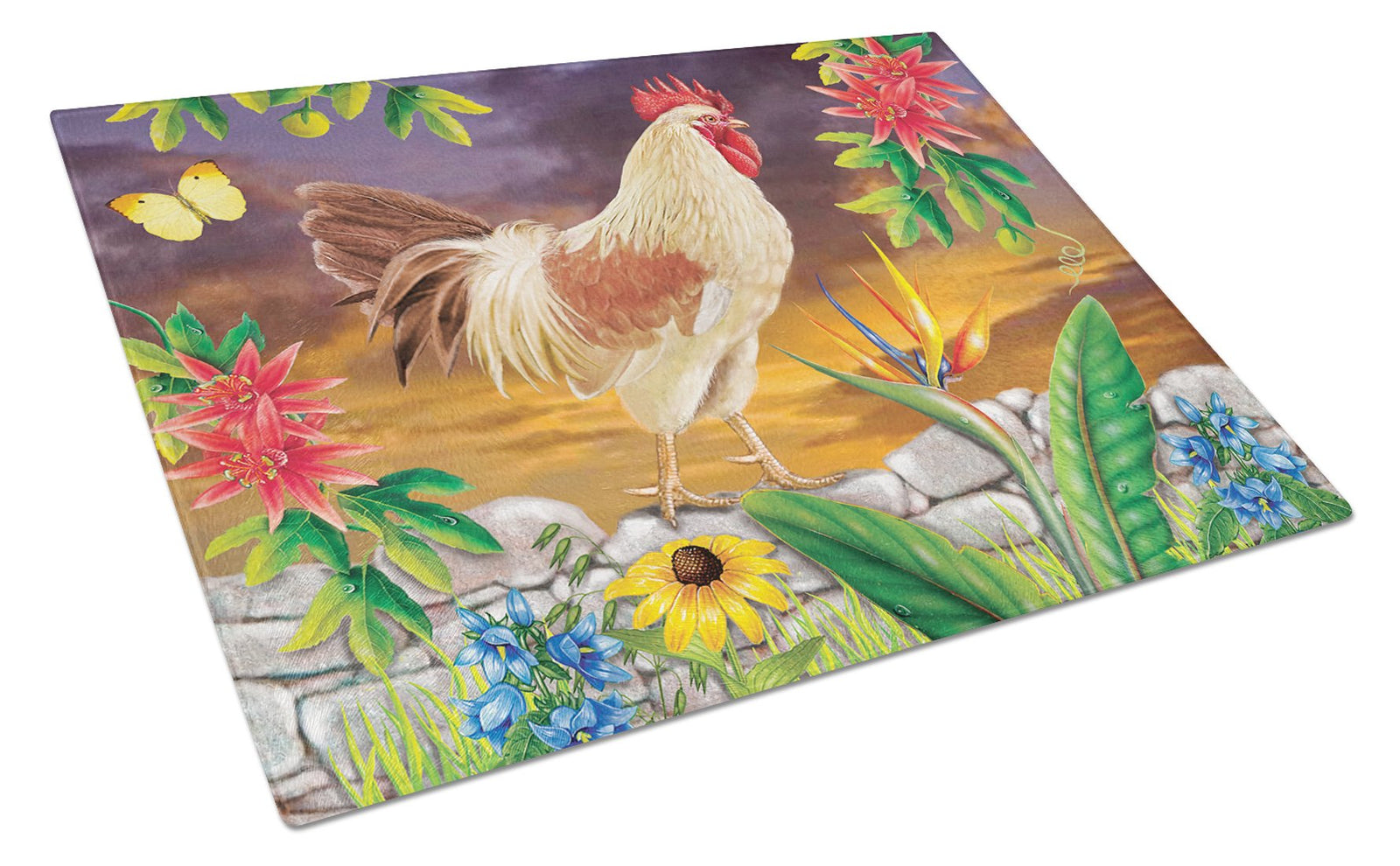 White Rooster Glass Cutting Board Large PRS4025LCB by Caroline's Treasures