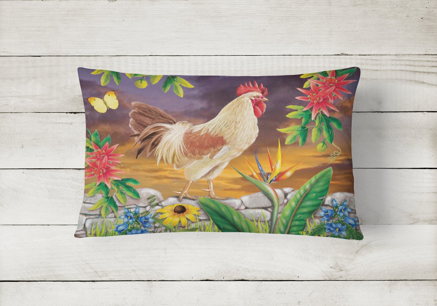 White Rooster Canvas Fabric Decorative Pillow PRS4025PW1216 by Caroline's Treasures