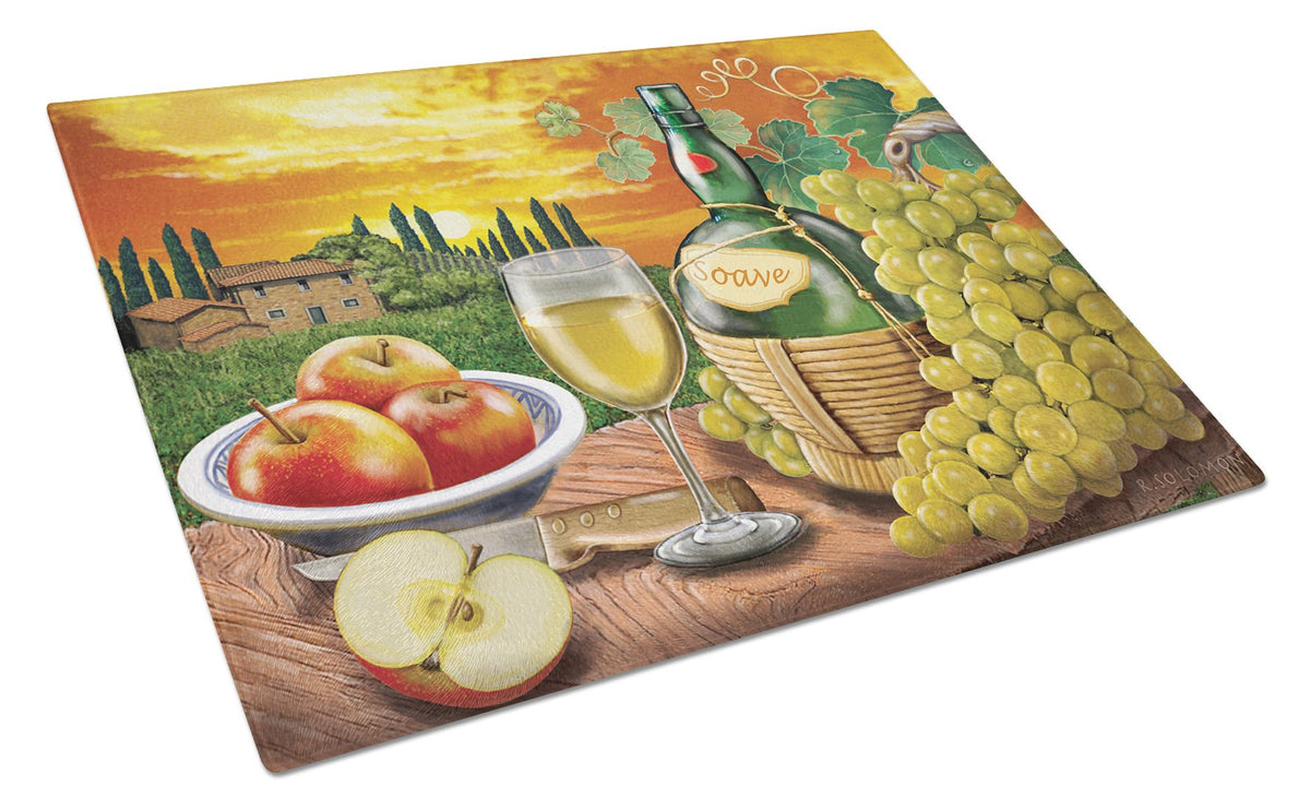 Soave, Apple, Wine and Cheese Glass Cutting Board Large PRS4027LCB by Caroline&#39;s Treasures