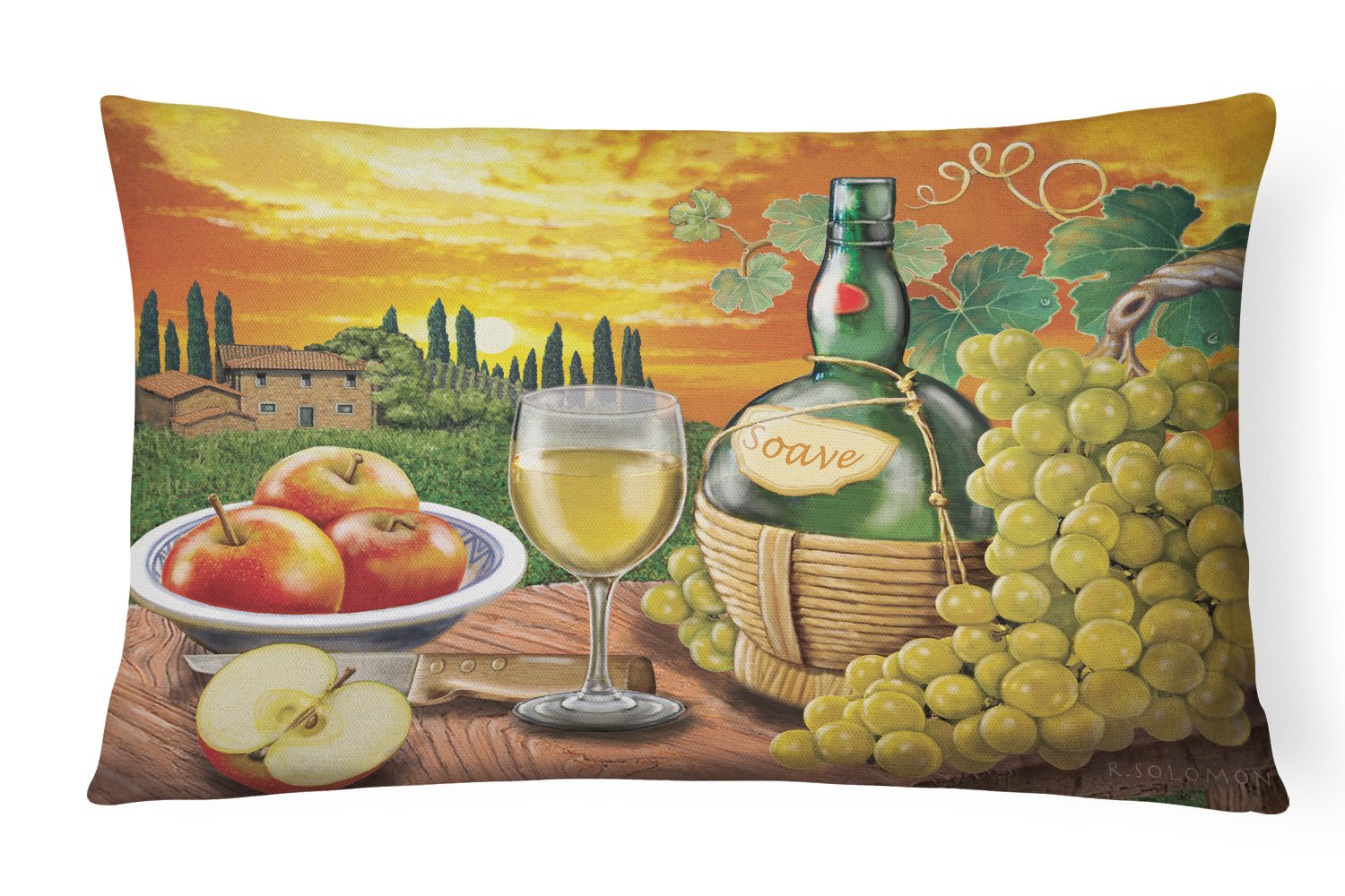 Soave, Apple, Wine and Cheese Canvas Fabric Decorative Pillow PRS4027PW1216 by Caroline's Treasures