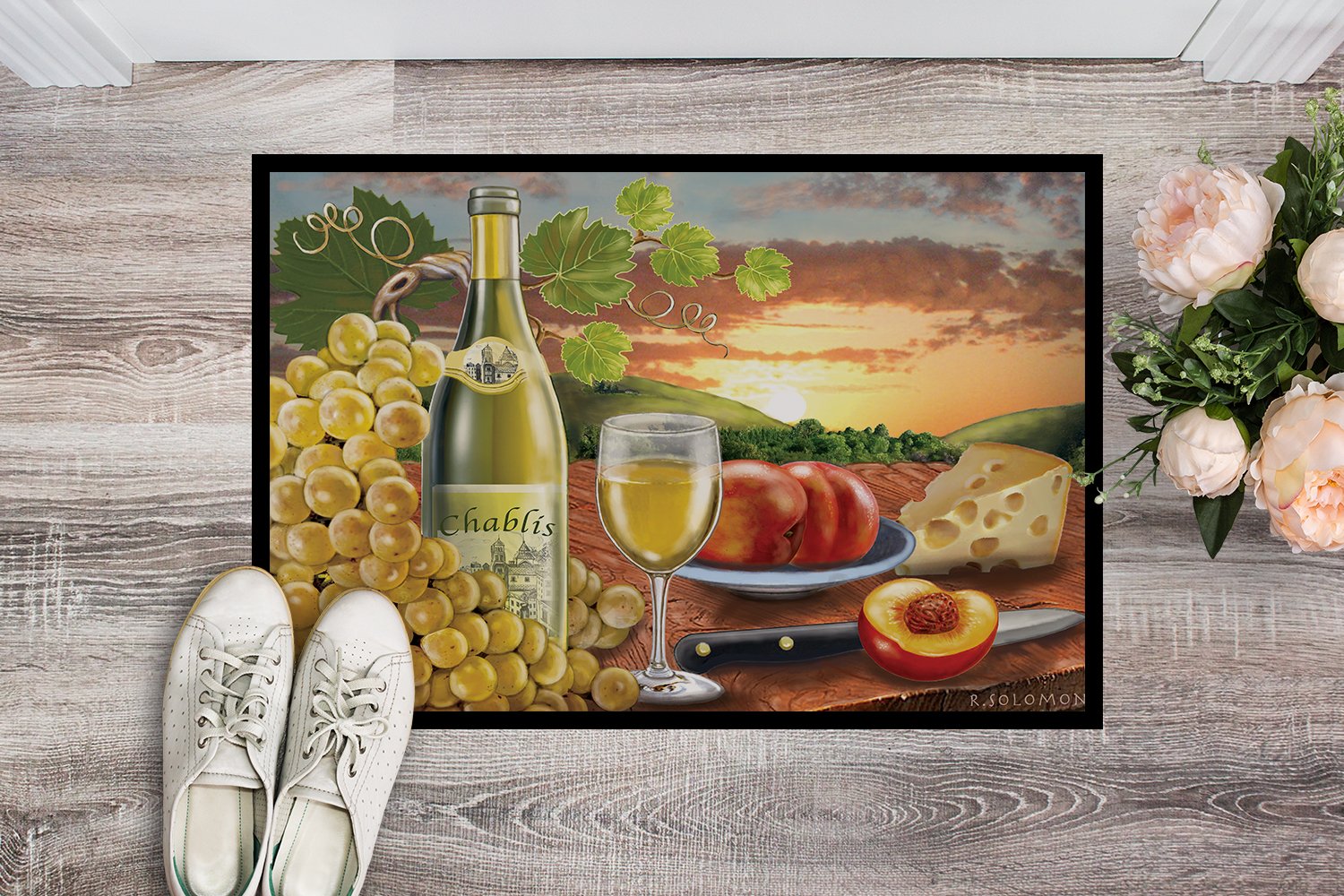 Chablis, Peach, Wine and Cheese Indoor or Outdoor Mat 24x36 PRS4028JMAT by Caroline's Treasures