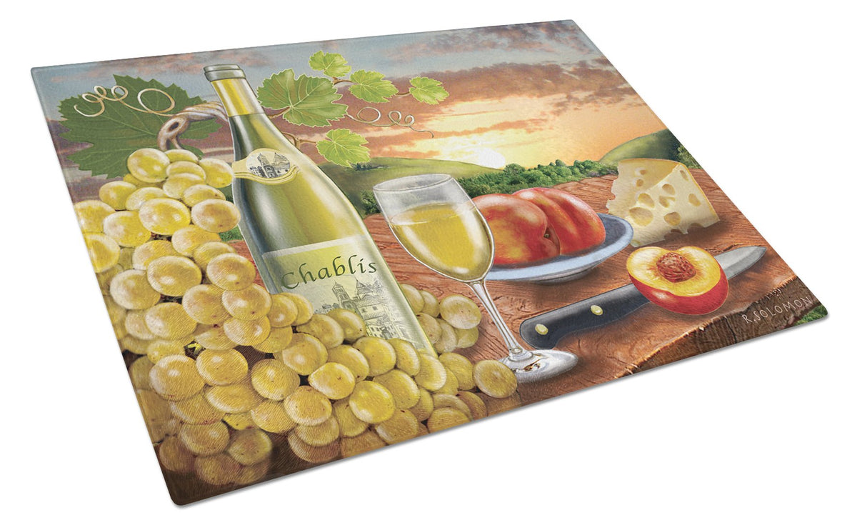 Chablis, Peach, Wine and Cheese Glass Cutting Board Large PRS4028LCB by Caroline&#39;s Treasures