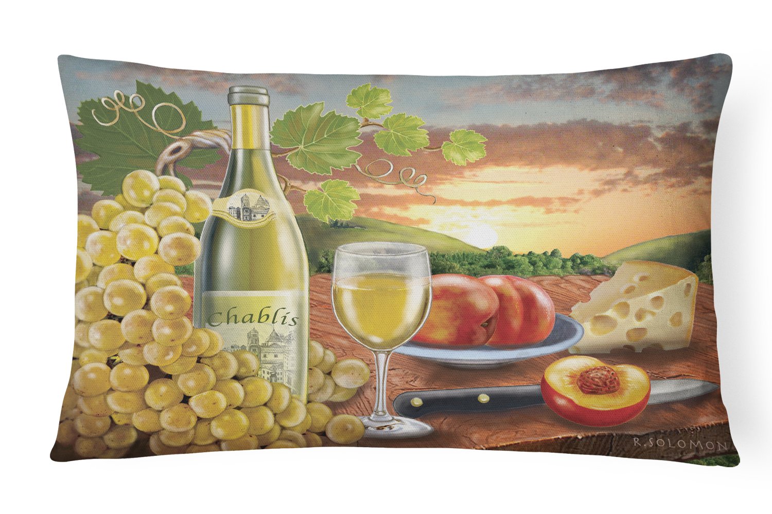 Chablis, Peach, Wine and Cheese Canvas Fabric Decorative Pillow PRS4028PW1216 by Caroline's Treasures