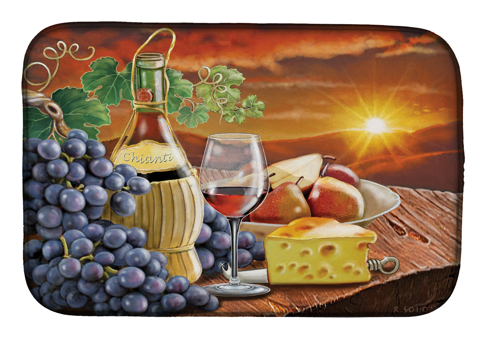 Chianti, Pears, Wine and Cheese Dish Drying Mat PRS4029DDM