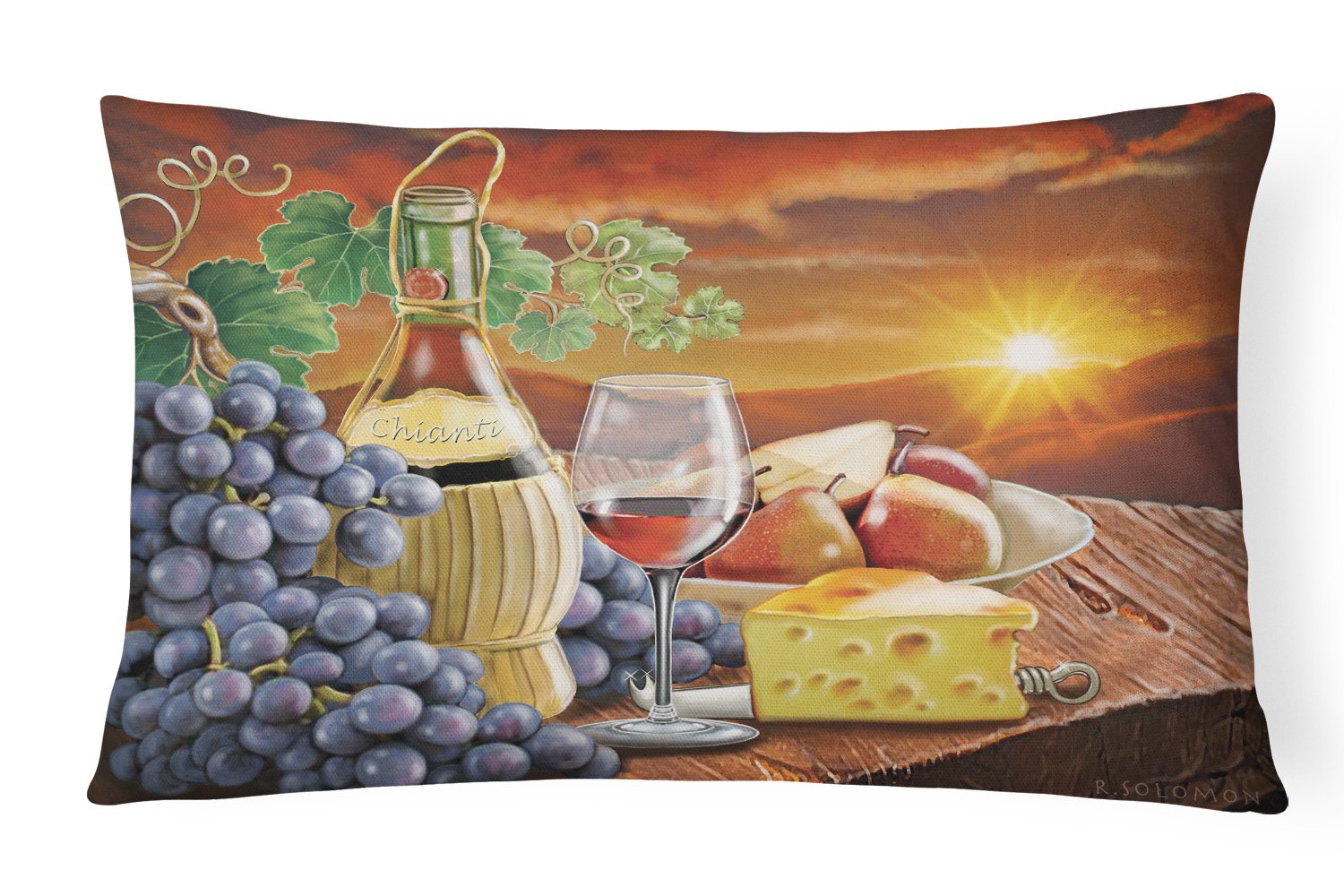 Chianti, Pears, Wine and Cheese Canvas Fabric Decorative Pillow PRS4029PW1216 by Caroline's Treasures