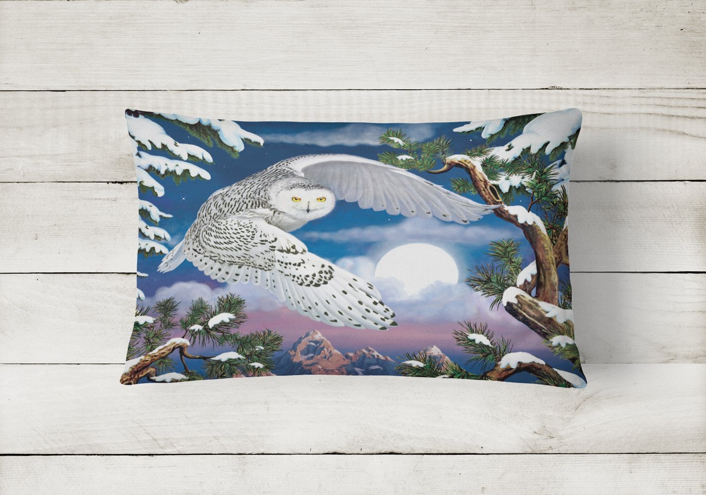 Snowy Owl Canvas Fabric Decorative Pillow PRS4030PW1216 by Caroline's Treasures