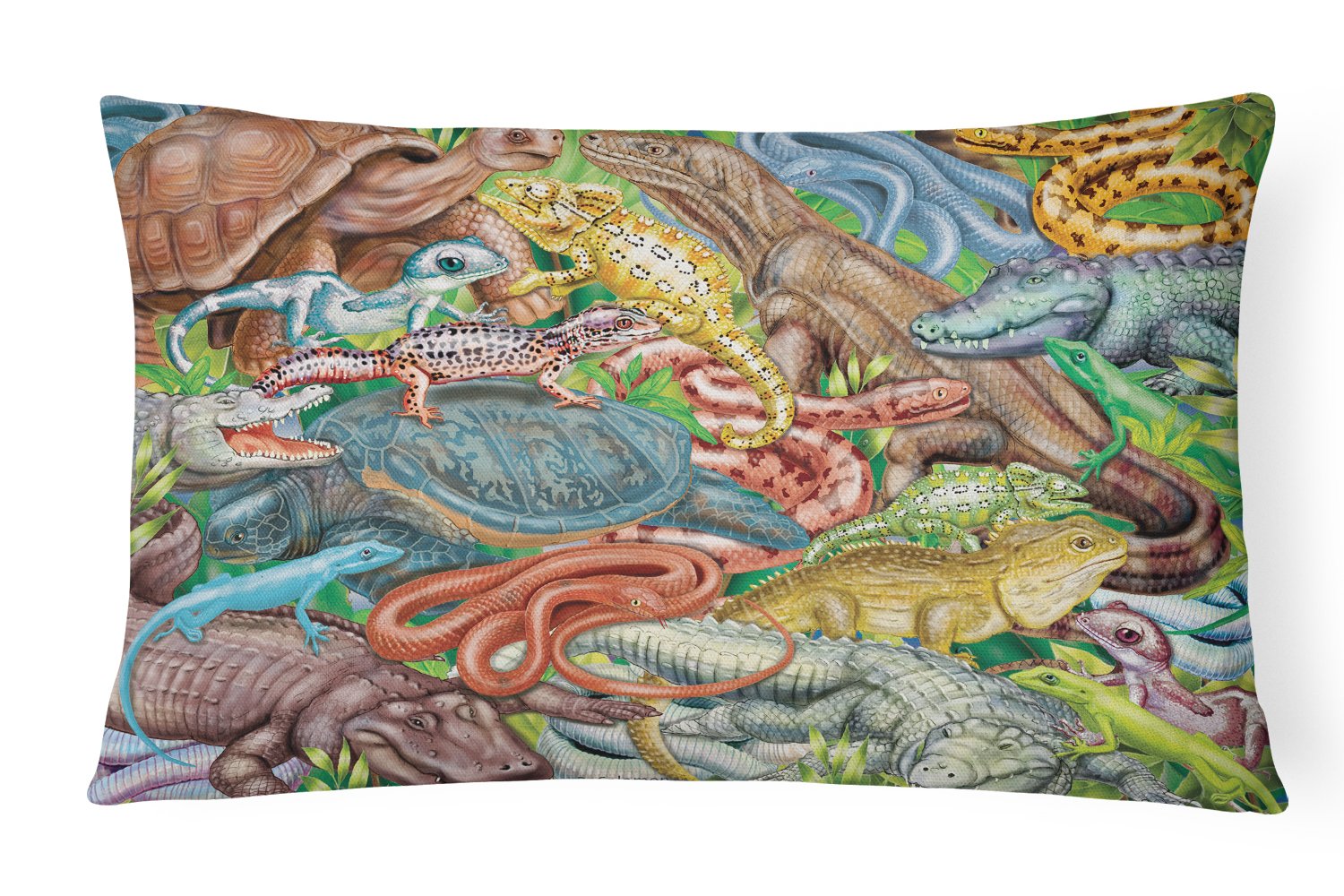 Scales and Tails, Snakes, Turtle, Reptiles Canvas Fabric Decorative Pillow PRS4034PW1216 by Caroline's Treasures