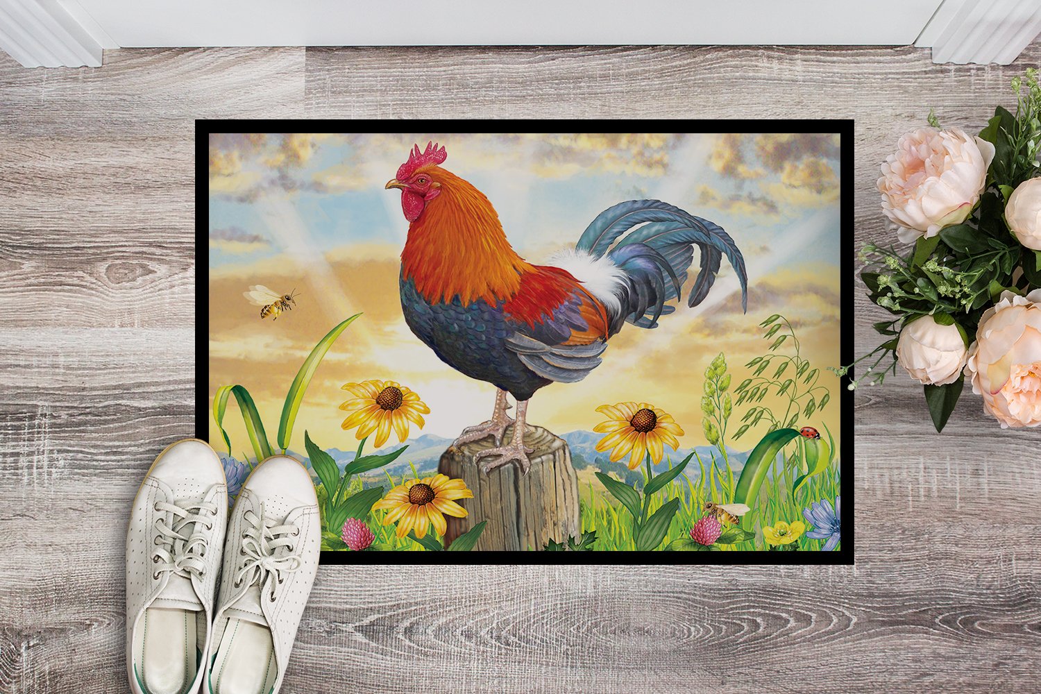 Rooster At Dawn Indoor or Outdoor Mat 24x36 PRS4038JMAT by Caroline's Treasures