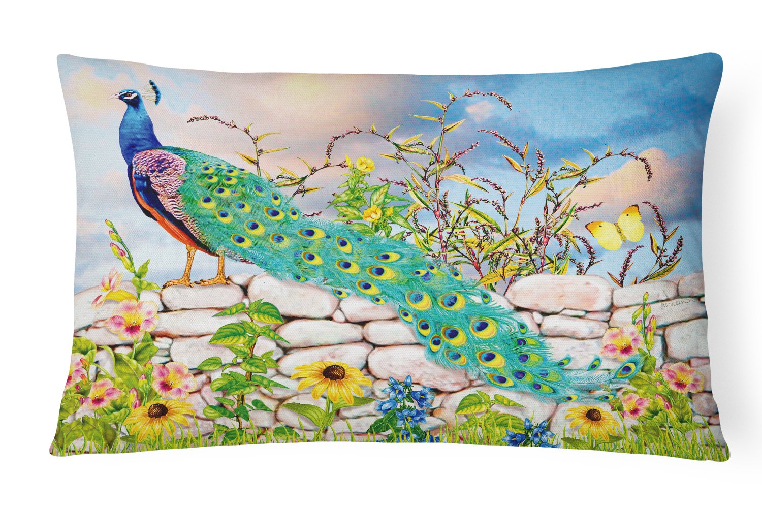 Proud Peacock Canvas Fabric Decorative Pillow PRS4040PW1216 by Caroline's Treasures