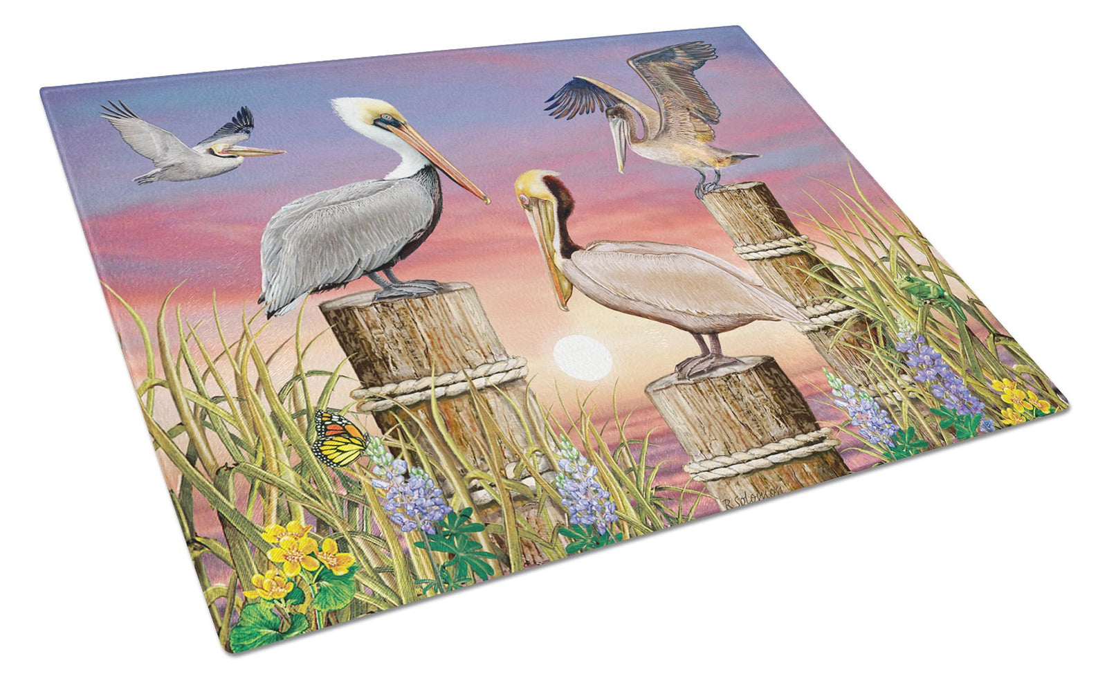 Pelicans Glass Cutting Board Large PRS4041LCB by Caroline's Treasures