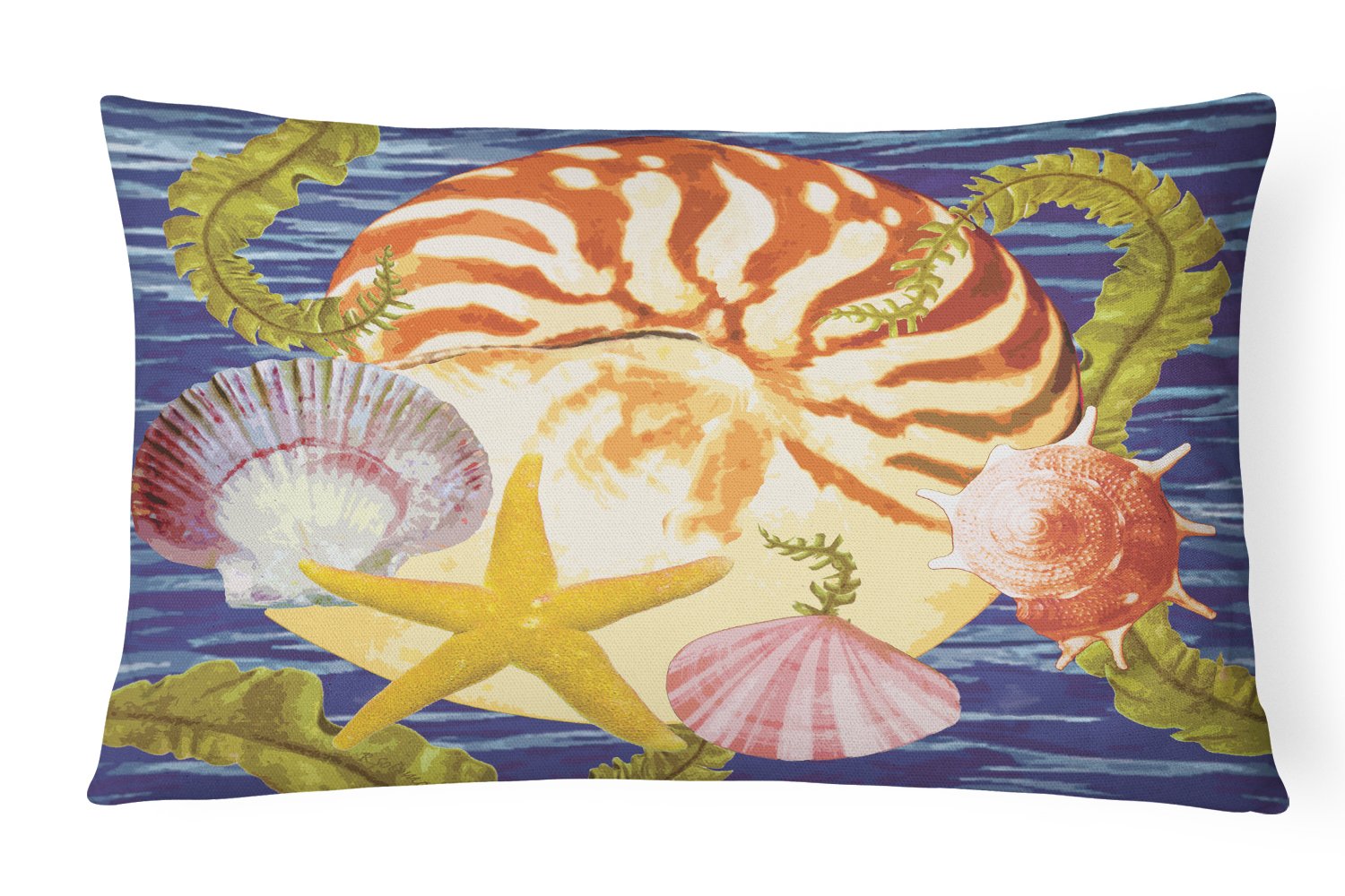Nautilus And Gulf And Sundial Canvas Fabric Decorative Pillow PRS4044PW1216 by Caroline's Treasures