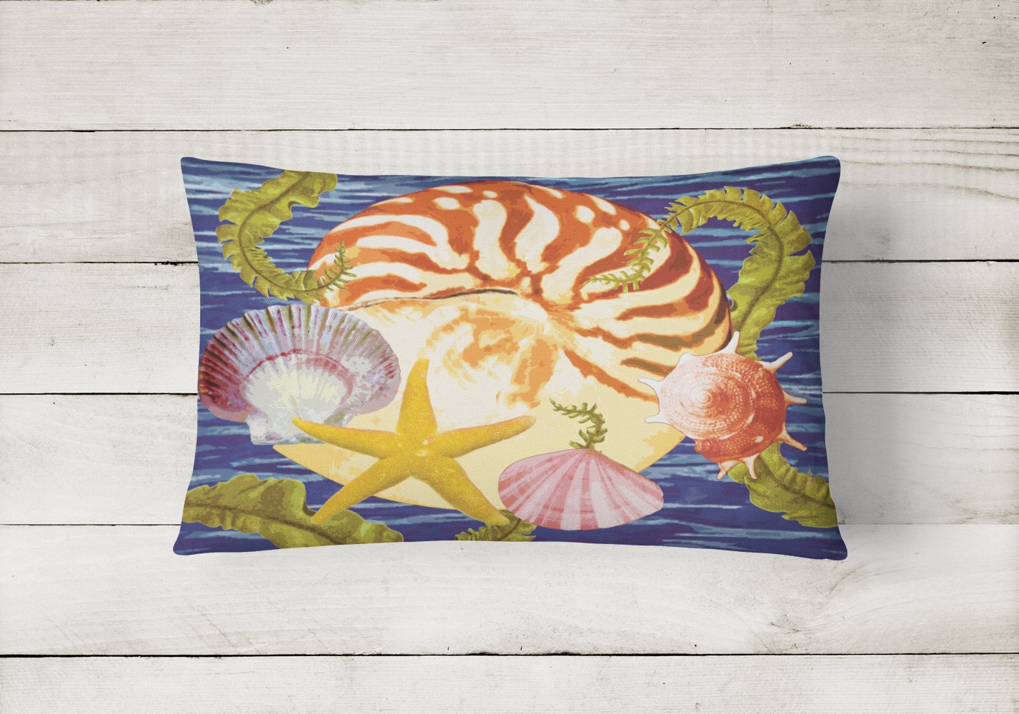 Nautilus And Gulf And Sundial Canvas Fabric Decorative Pillow PRS4044PW1216 by Caroline's Treasures