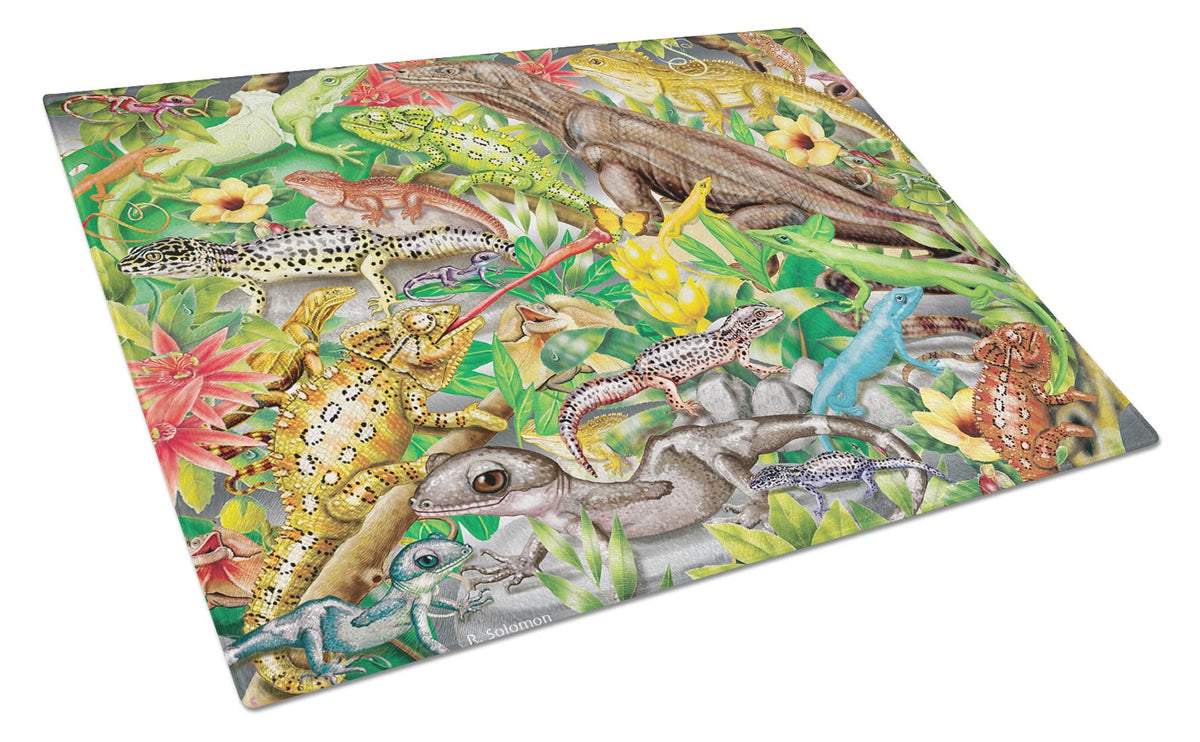 Lizard Jungle Glass Cutting Board Large PRS4047LCB by Caroline&#39;s Treasures