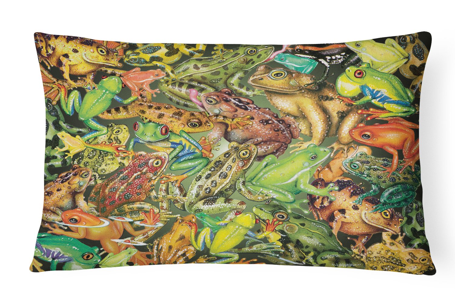 Frogs Canvas Fabric Decorative Pillow PRS4053PW1216 by Caroline's Treasures