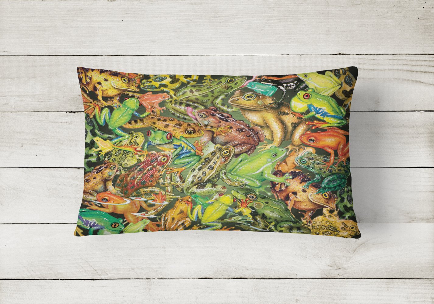Frogs Canvas Fabric Decorative Pillow PRS4053PW1216 by Caroline's Treasures