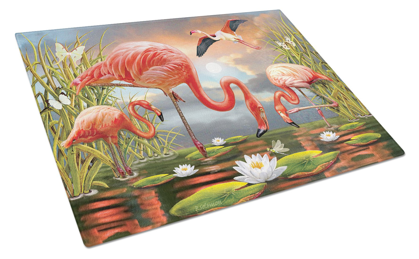 Flamingos Glass Cutting Board Large PRS4054LCB by Caroline's Treasures