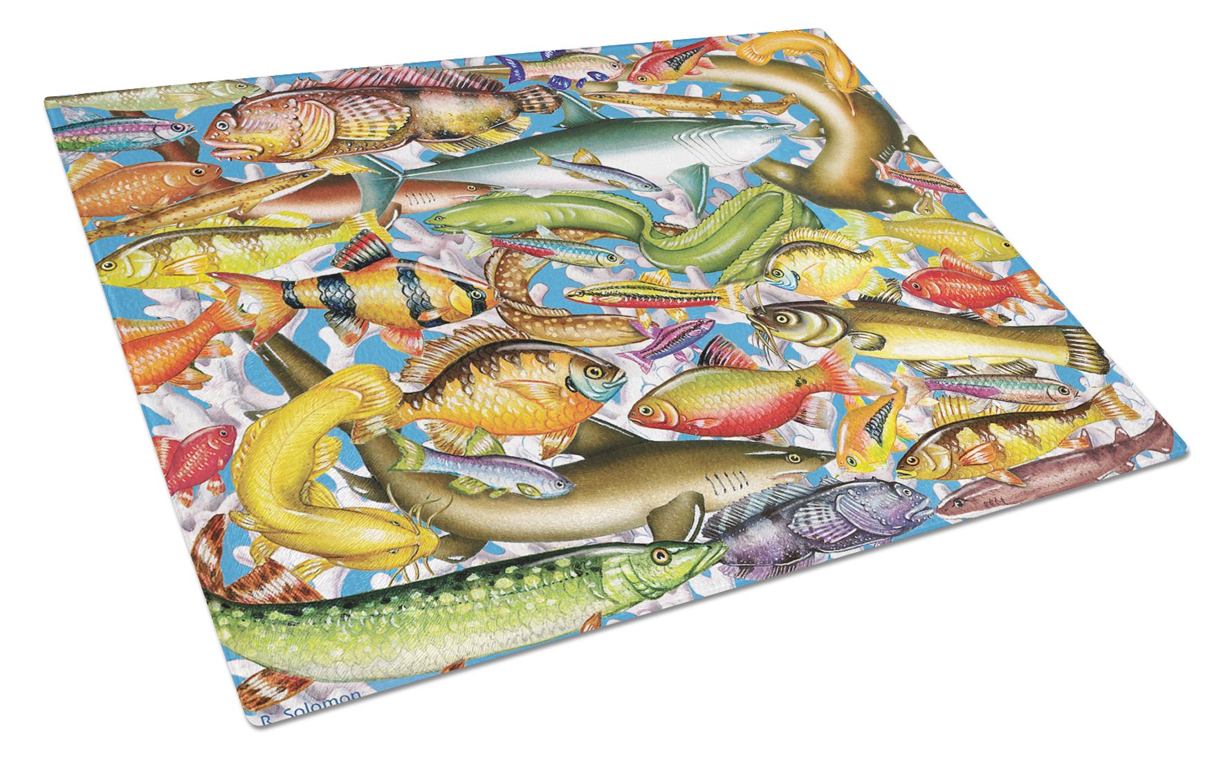 Fish of the Deep Glass Cutting Board Large PRS4055LCB by Caroline's Treasures
