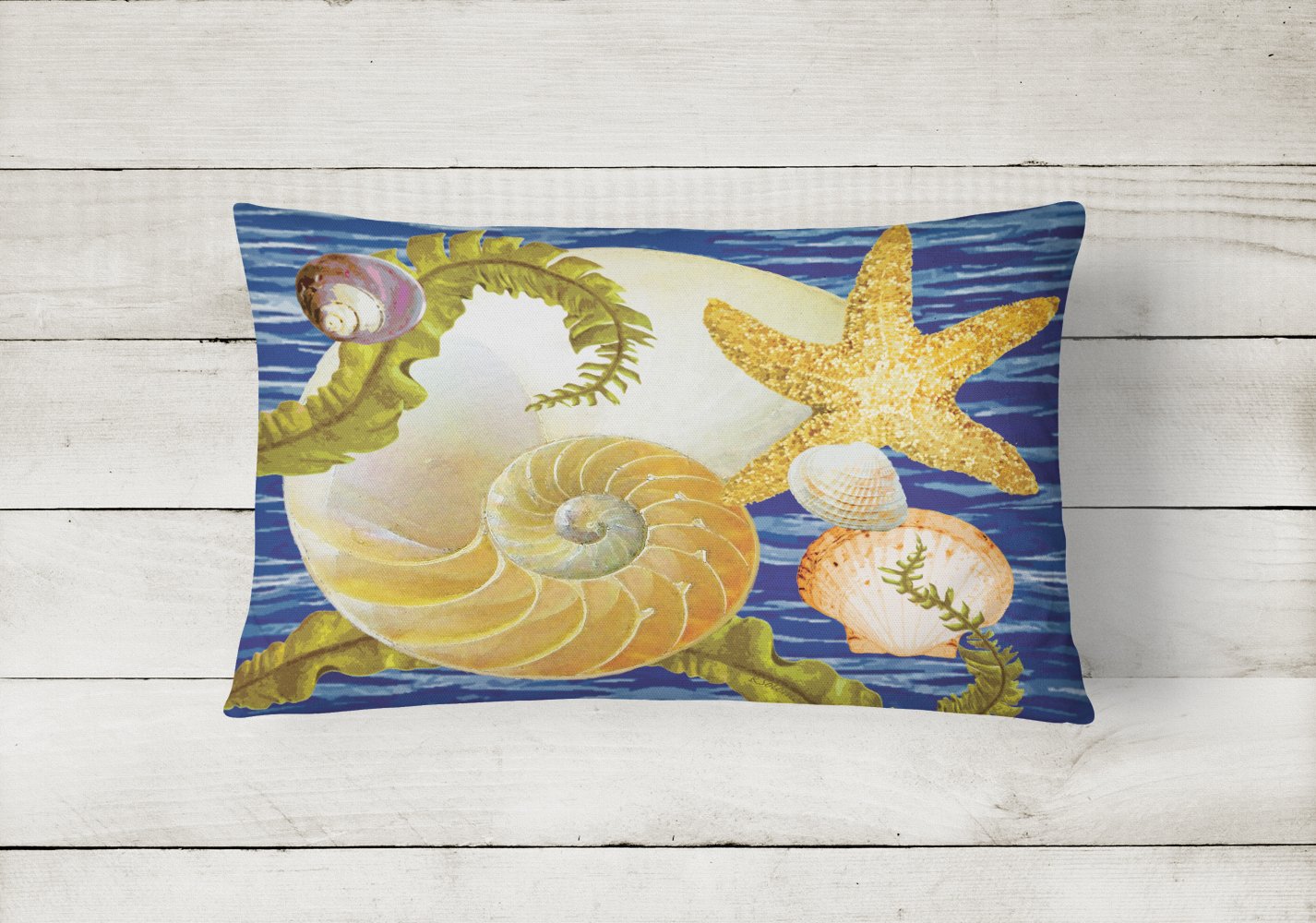Cut Nautilus And Starfish Canvas Fabric Decorative Pillow PRS4056PW1216 by Caroline's Treasures