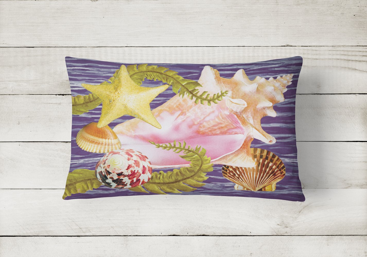 Conch And Starfish Canvas Fabric Decorative Pillow PRS4058PW1216 by Caroline's Treasures