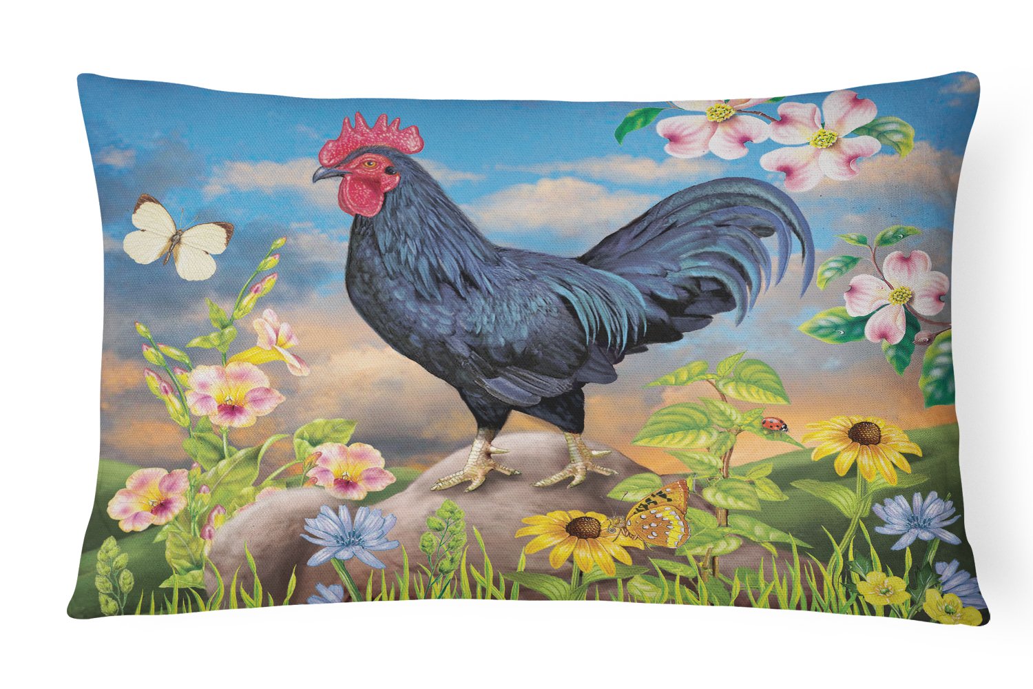 Black Rooster Canvas Fabric Decorative Pillow PRS4060PW1216 by Caroline's Treasures
