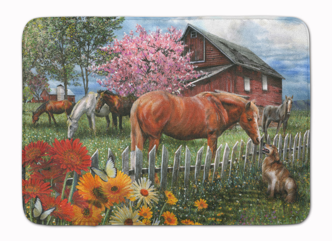 Horses Chatting with The Neighbors Machine Washable Memory Foam Mat PTW2020RUG - the-store.com