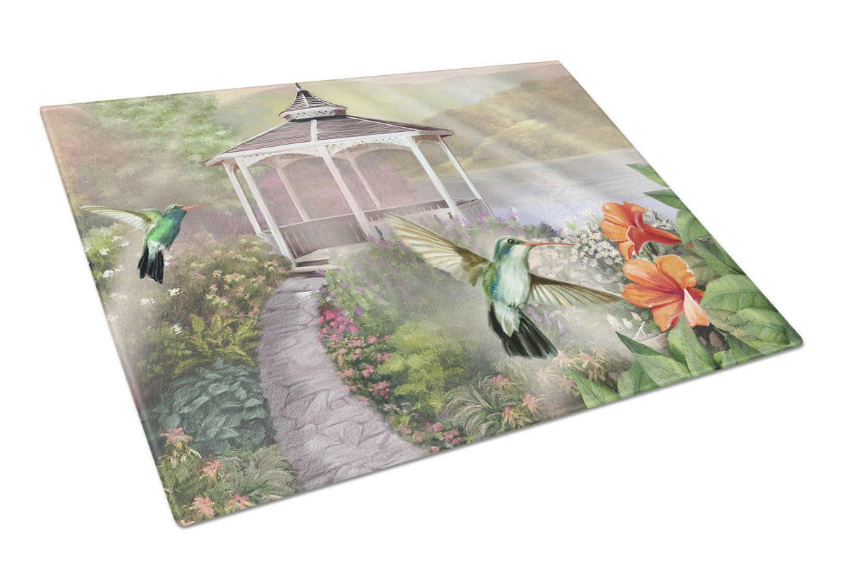 Garden Gazebo Hummingbird Duo Glass Cutting Board Large PTW2053LCB by Caroline&#39;s Treasures