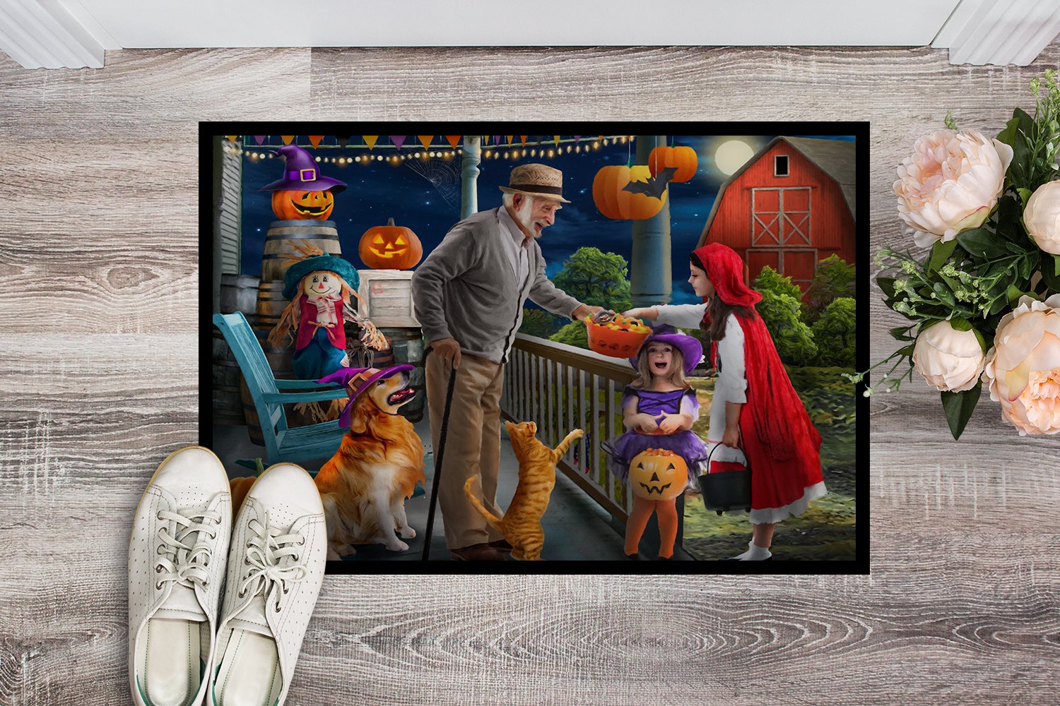 Halloween at Grandpa's Golden Retriever Indoor or Outdoor Mat 24x36 PTW2072JMAT by Caroline's Treasures