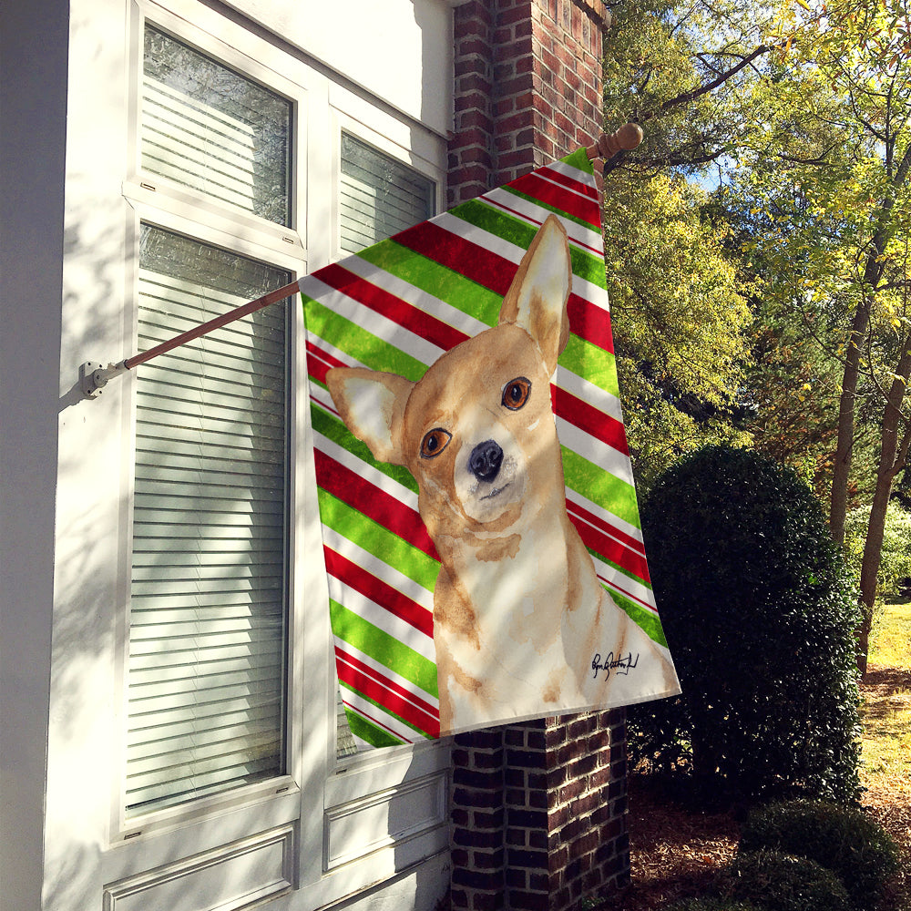 Candy Stripe Chihuahua Christmas Flag Canvas House Size RDR3010CHF