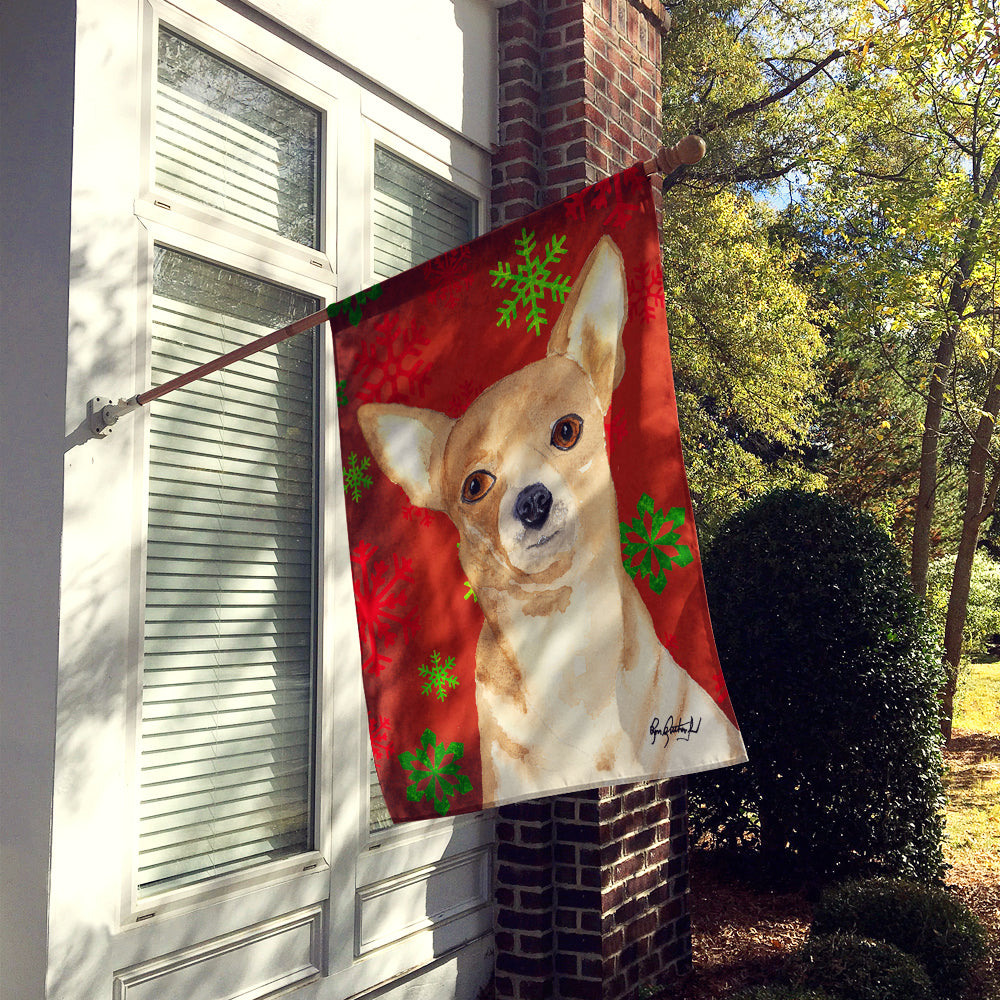 Red Snowflake Chihuahua Christmas Flag Canvas House Size RDR3012CHF