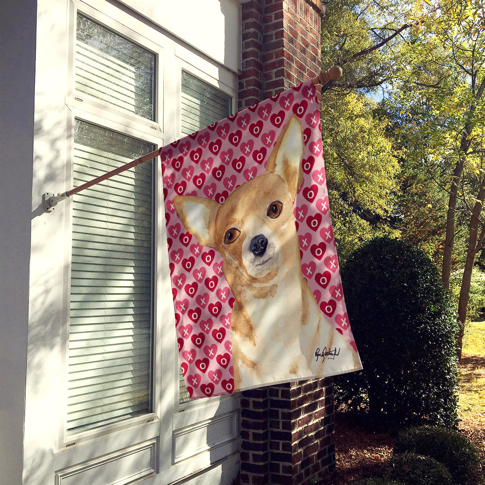 Chihuahua Love and Hearts Flag Canvas House Size RDR3014CHF