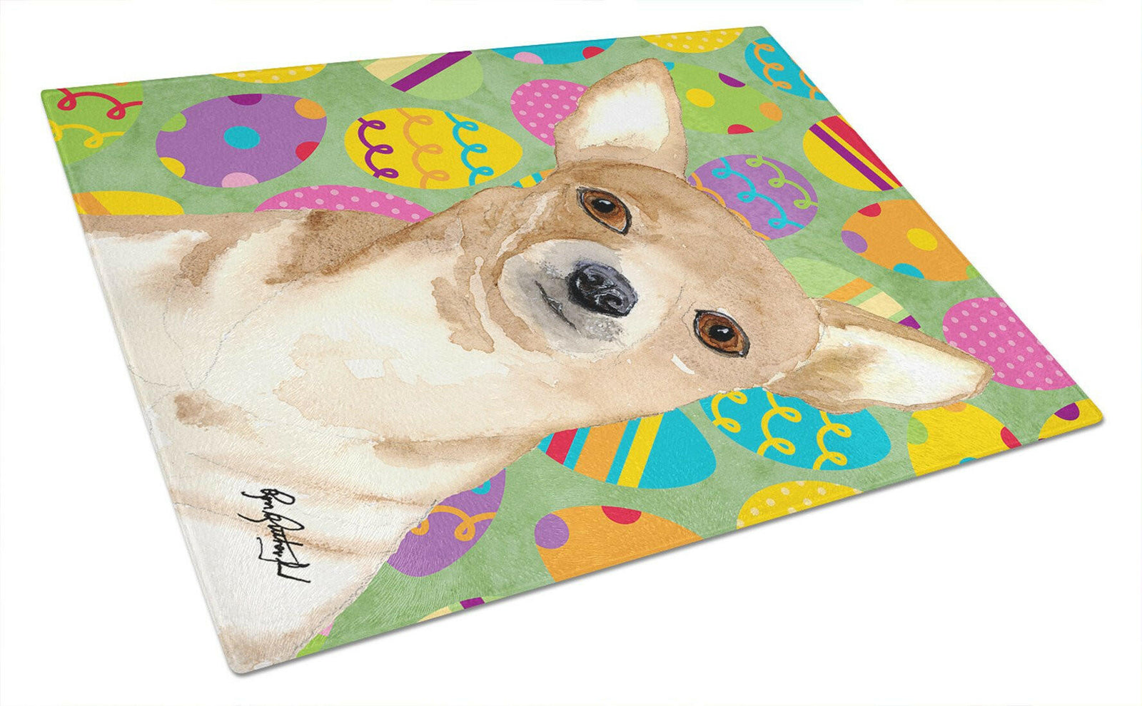 Eggravaganza Chihuahua Easter Glass Cutting Board Large by Caroline's Treasures