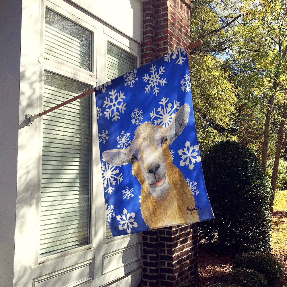 Winter Snowflakes Goat Winter Flag Canvas House Size RDR3023CHF