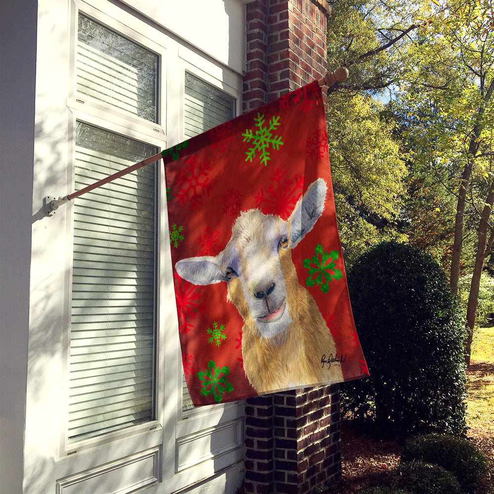 Red Snowflakes Goat Christmas Flag Canvas House Size RDR3024CHF