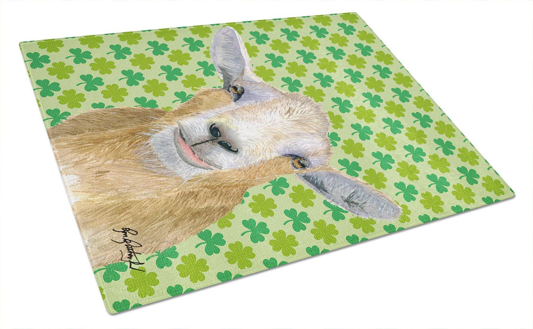 St Patrick's Day Goat Glass Cutting Board Large by Caroline's Treasures