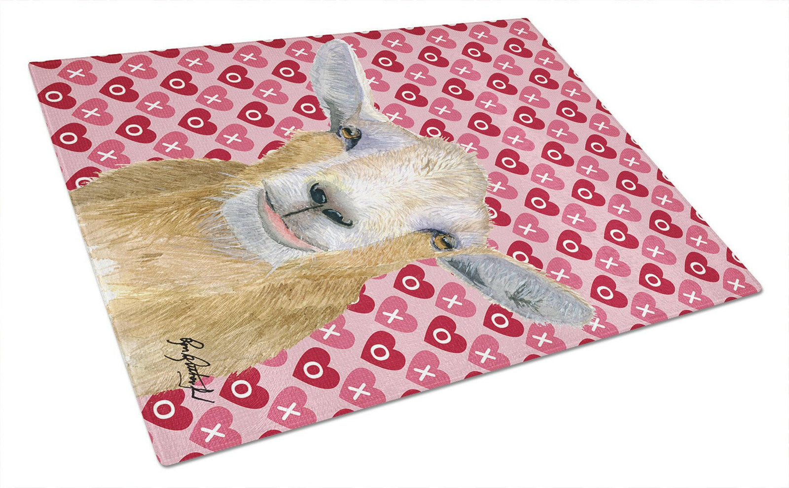 Hearts and Love Goat Glass Cutting Board Large by Caroline's Treasures