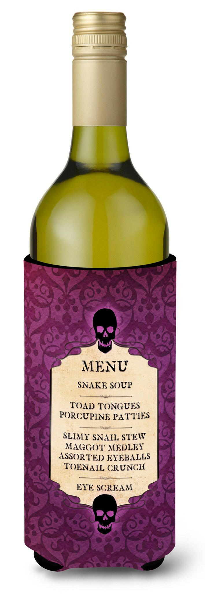 Goulish Menu  Eye Screen Snake soup Halloween Wine Bottle Beverage Insulator Beverage Insulator Hugger by Caroline's Treasures