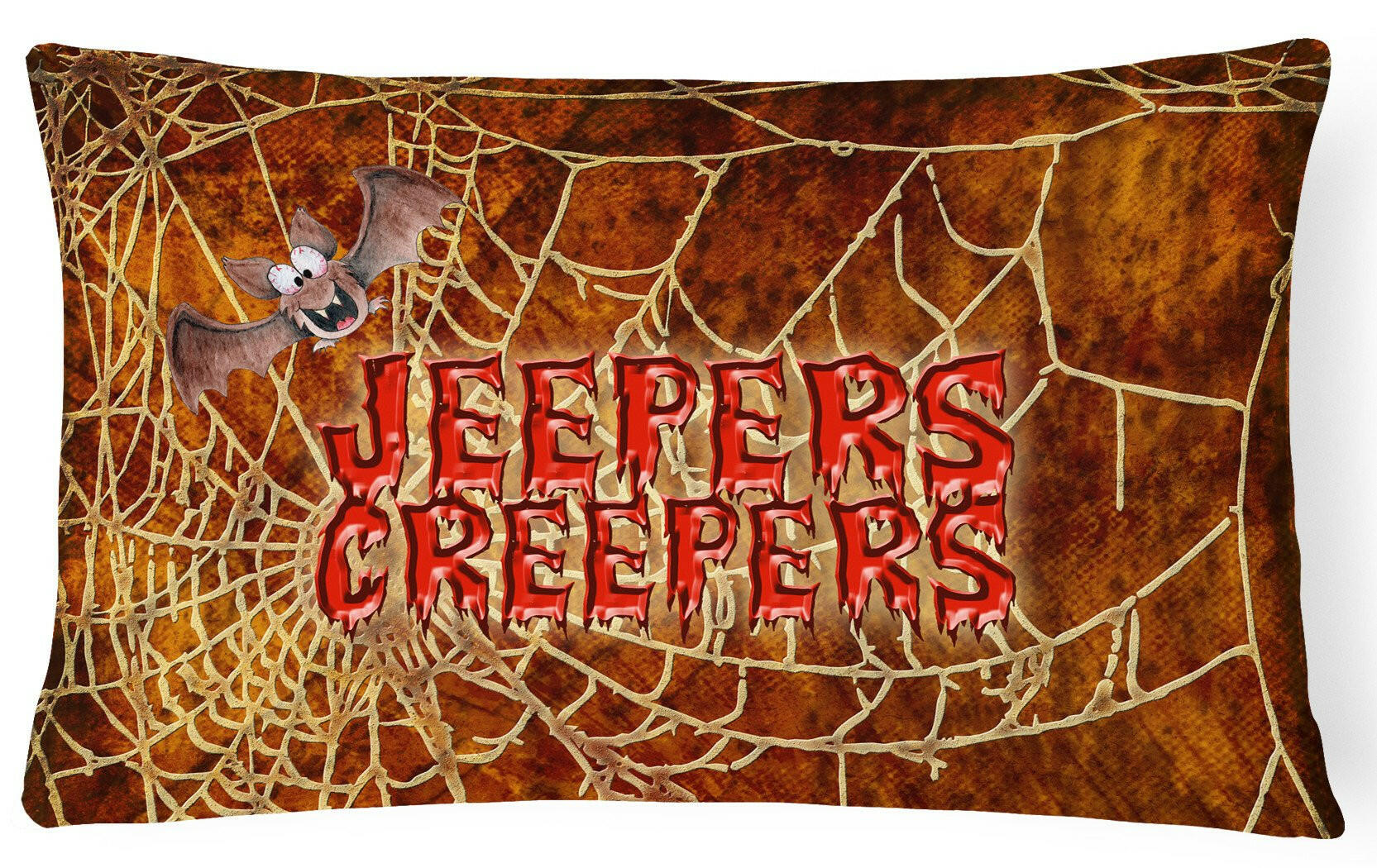 Jeepers Creepers with Bat and Spider web Halloween   Canvas Fabric Decorative Pillow by Caroline's Treasures