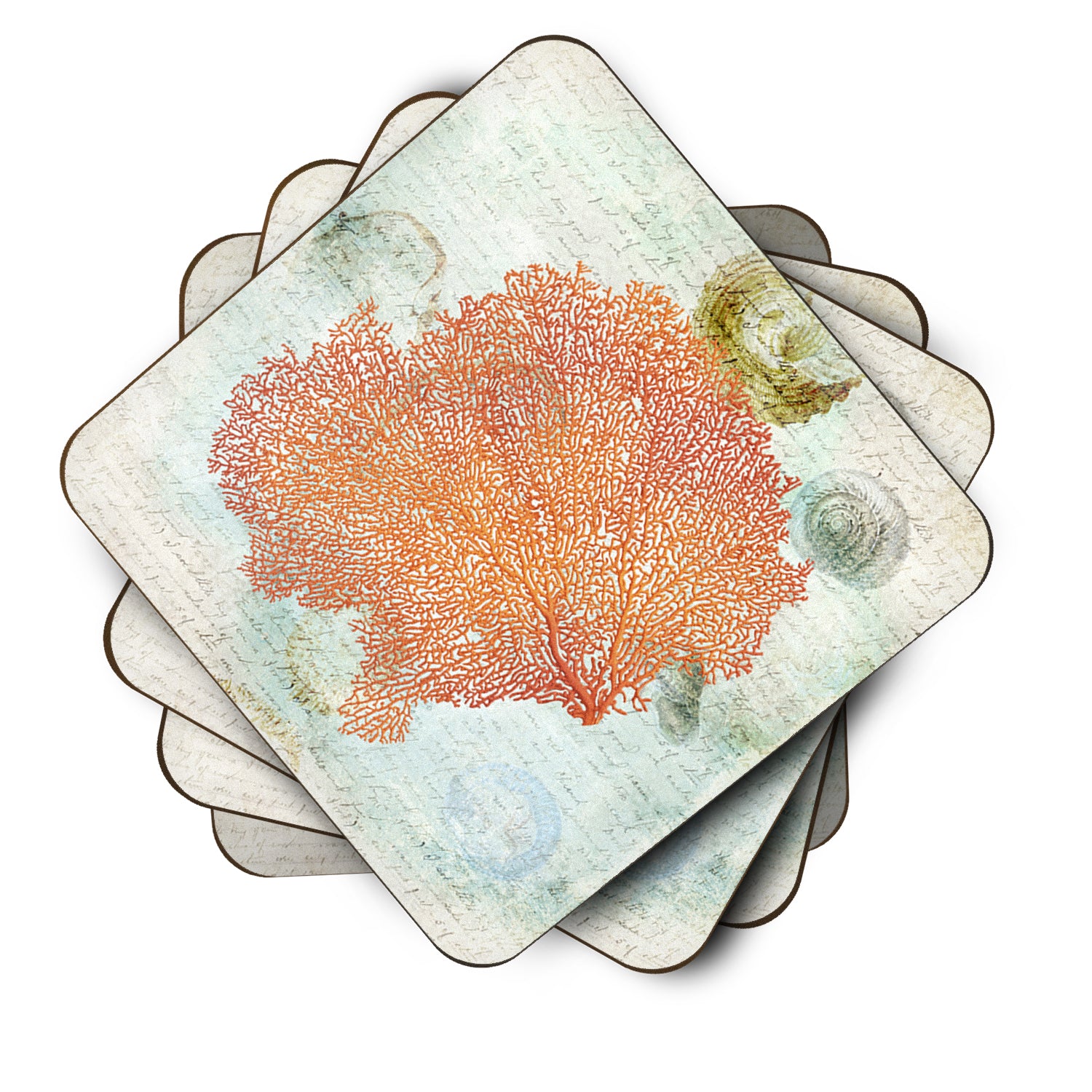 Set of 4 Coral Pink Foam Coasters - the-store.com