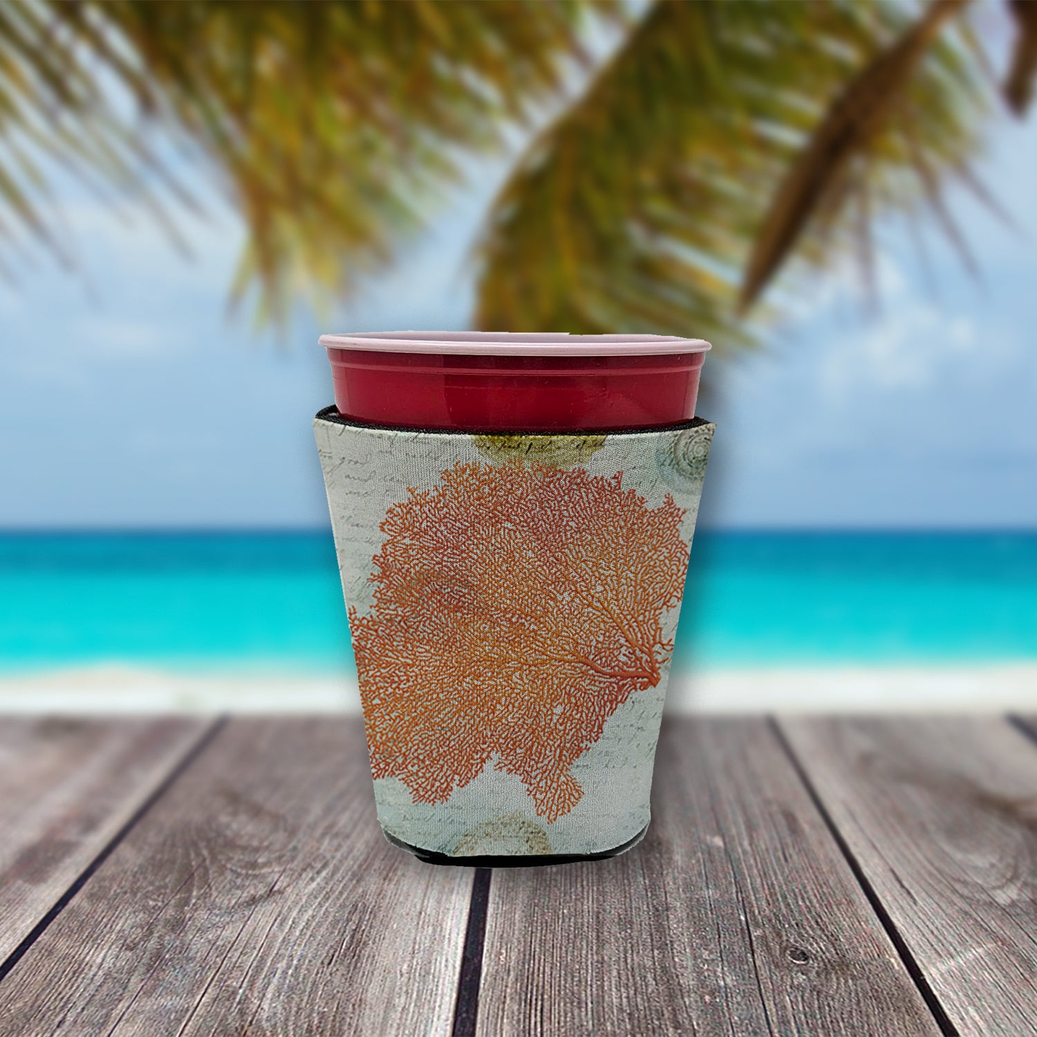 Coral Pink Red Cup Beverage Insulator Hugger